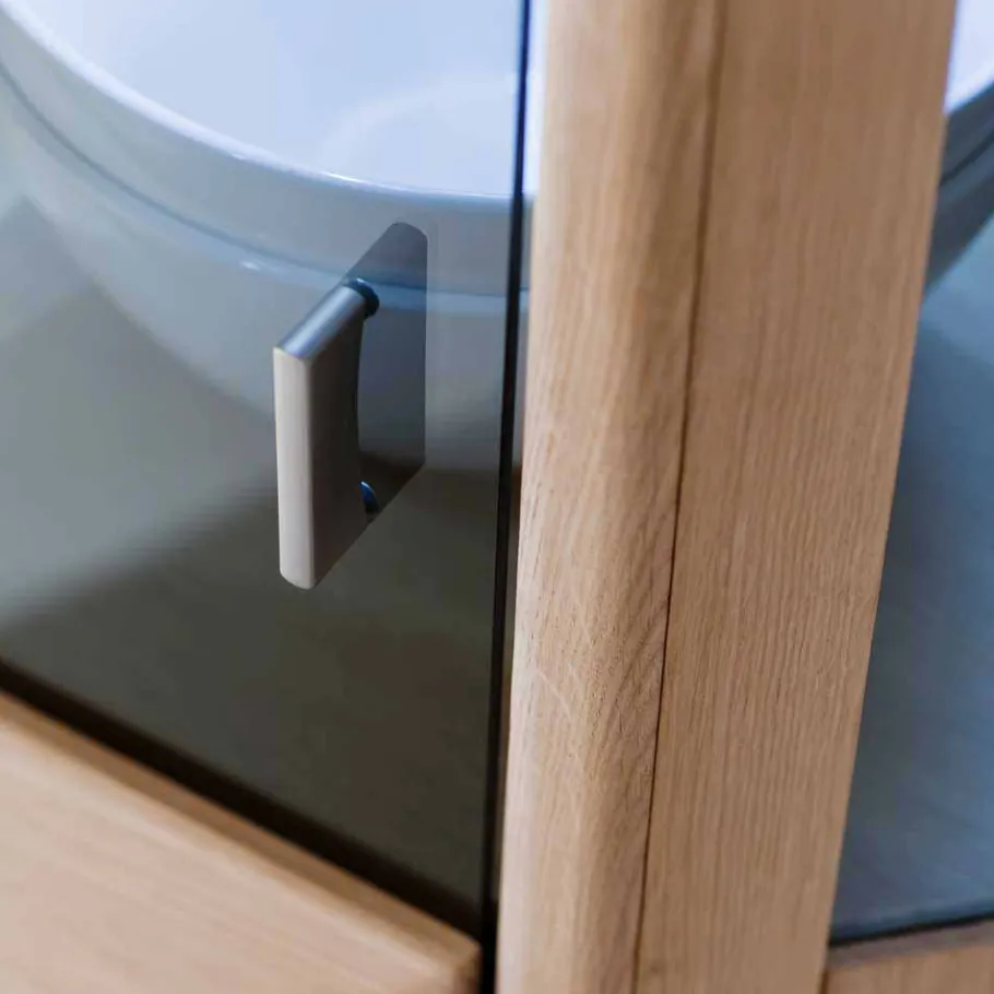 New Wohnen 1-türige Eck-Vitrine in Eiche Bianco - Vernella