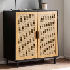 Clearance Wohnen 2-türige Kommode in Natur und Schwarz - Around