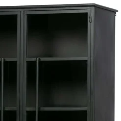 Clearance Wohnen 2-türige Metall Vitrine in Schwarz - Ponnya