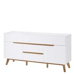 Best Wohnen 2-türige Retro Kommode mit 5 Schubladen Flacon in Weiß