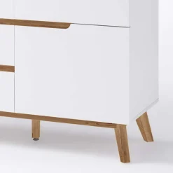 Best Wohnen 2-türige Retro Kommode mit 5 Schubladen Flacon in Weiß