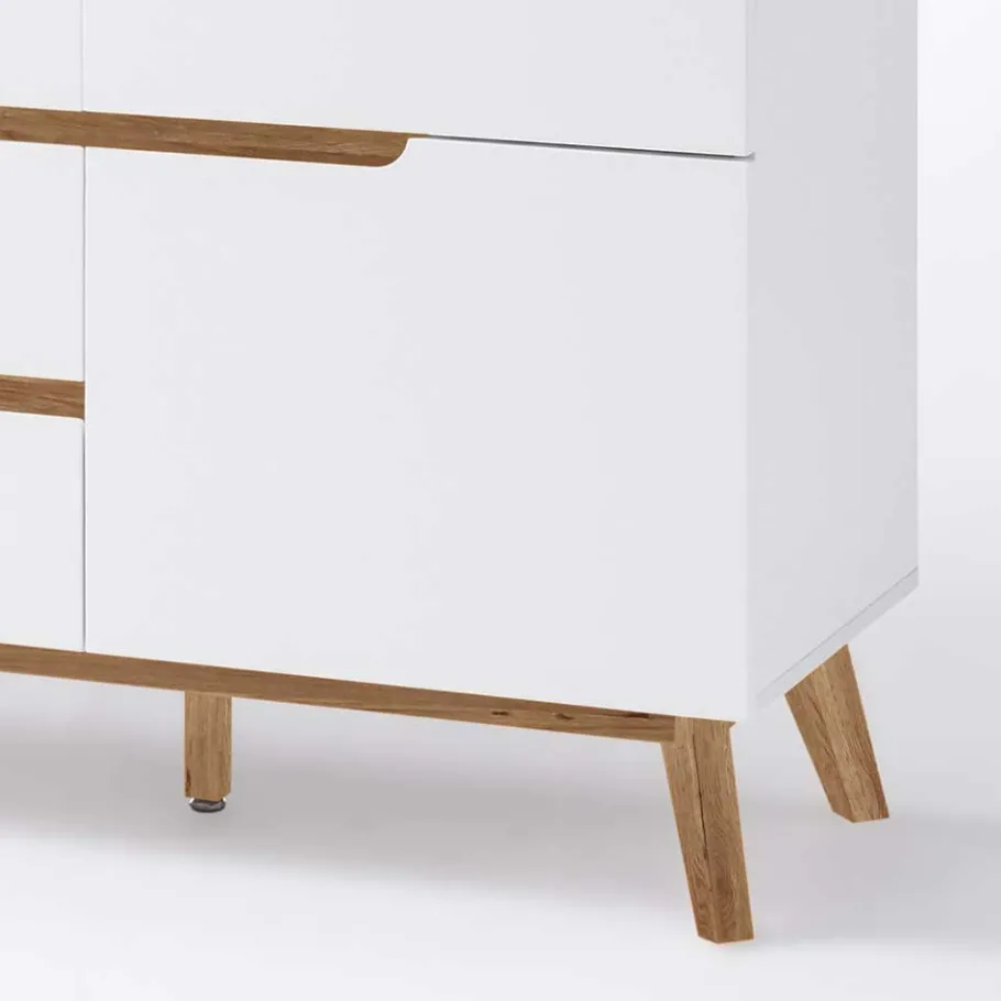 Best Wohnen 2-türige Retro Kommode mit 5 Schubladen Flacon in Weiß