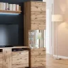 Outlet Wohnen 1-türige Schrank Vitrine aus Massivholz - Crokas