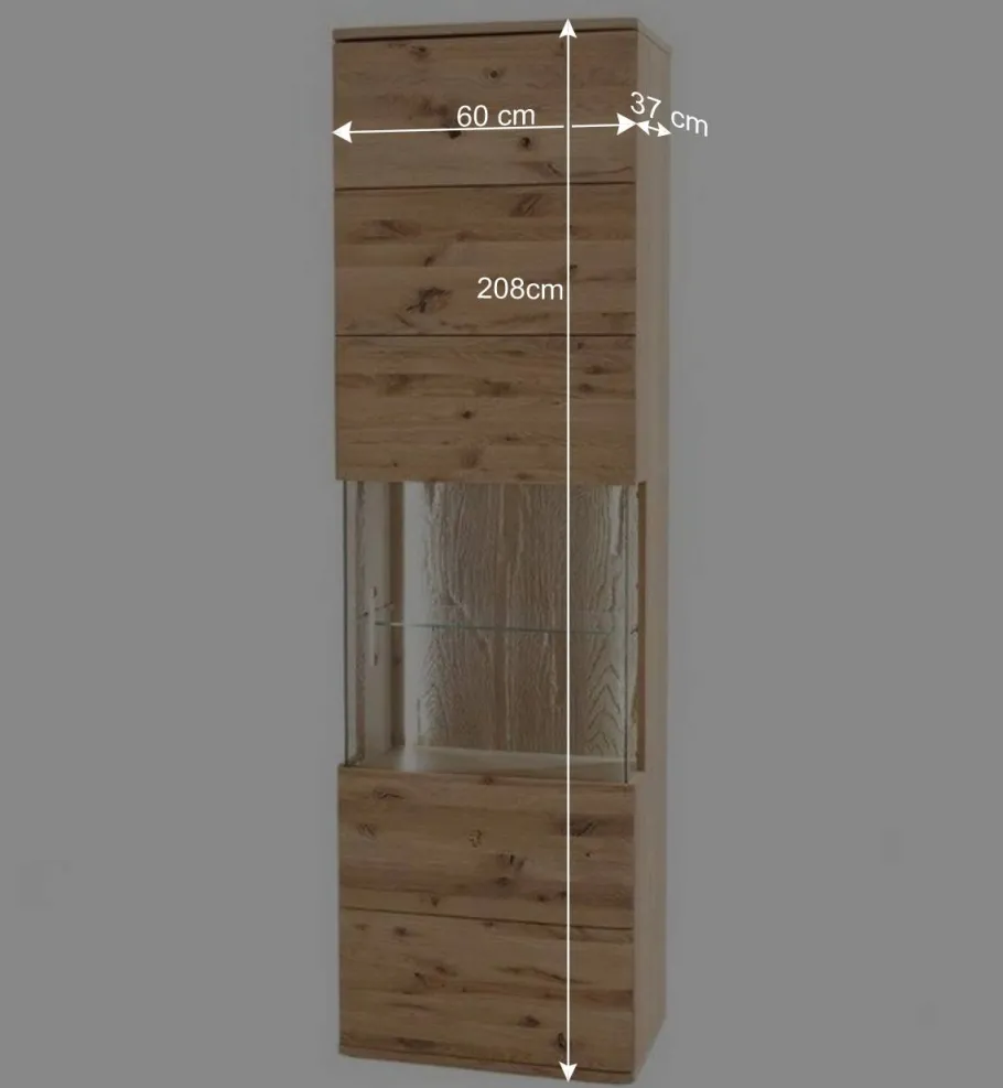 Outlet Wohnen 1-türige Schrank Vitrine aus Massivholz - Crokas