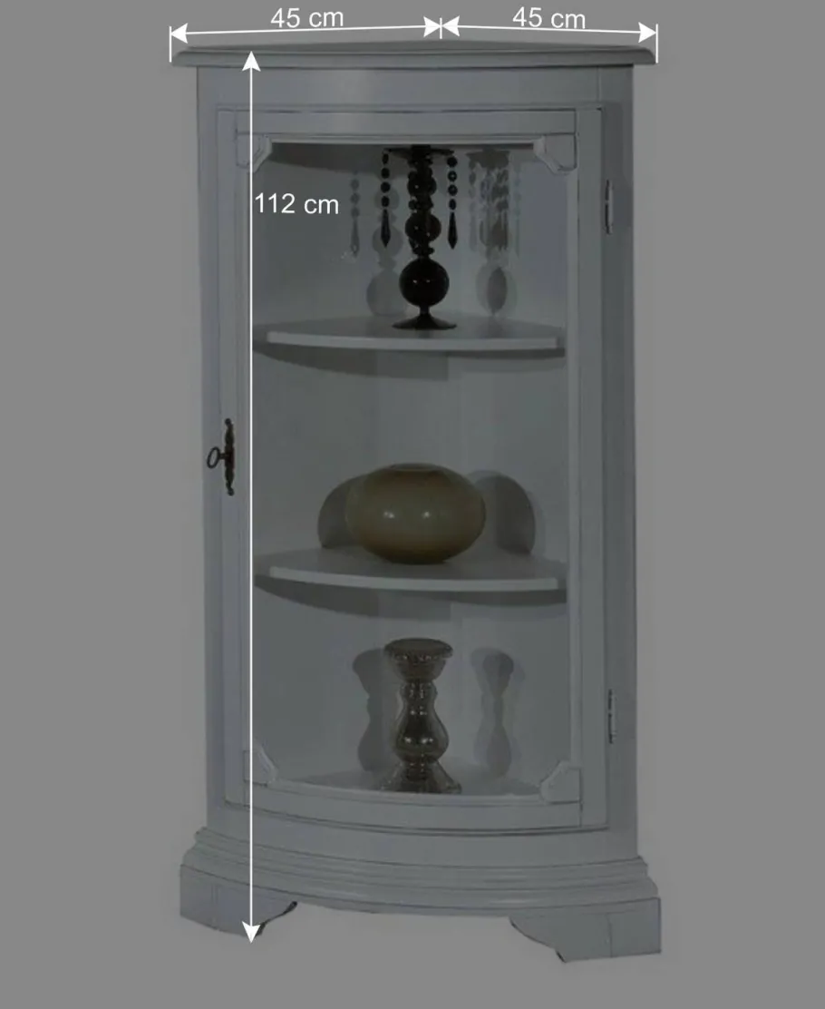 Best Wohnen 1-türige Vintage Eckvitrine niedrig - 112 cm hoch - Zarinas