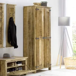 Sale Wohnen 2-türiger Design Dielenschrank aus Mangobaum - Suennas