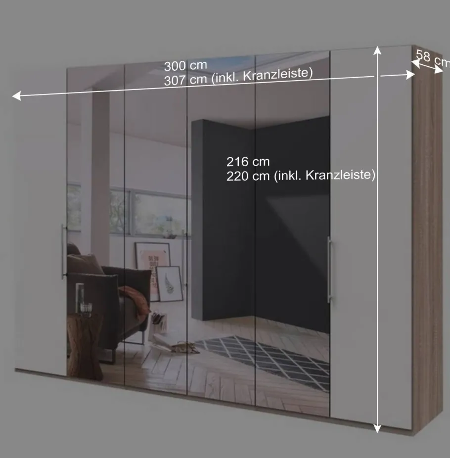 Sale Wohnen 3-türiger Falttüren-Kleiderschrank 300 cm - Vaclyn
