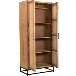 Best Wohnen 2-türiger Flurschrank aus Holz & Rattan Geflecht - Lazianus