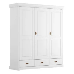 Wohnen 3-türiger Holz-Schlafzimmerschrank in Weiß - Presto