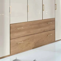 Discount Wohnen 5-türiger Kleiderschrank Anglesia in Creme und Eiche