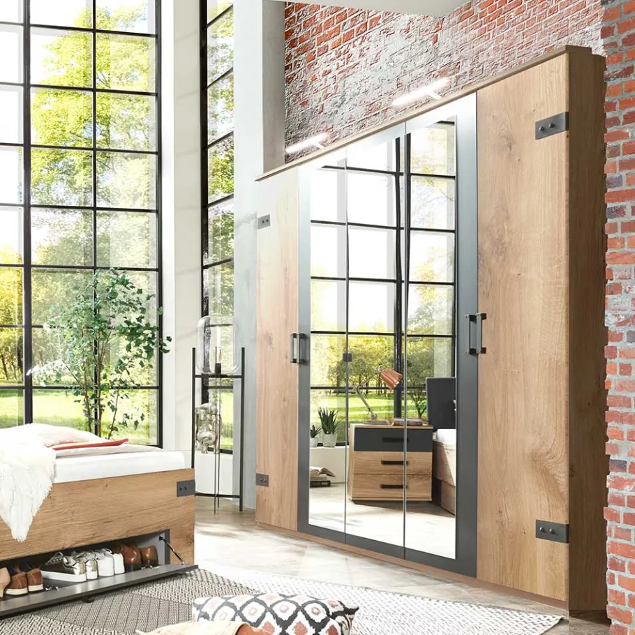 Discount Wohnen 5-türiger Kleiderschrank im Industry und Loft Stil - Enegal
