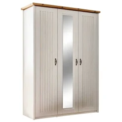 Sale Wohnen 3-türiger Kleiderschrank in Weiß & Eiche Dekor - Malvissa