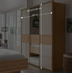 Sale Wohnen 3-türiger Kleiderschrank in Eiche & Beige - Emdsiva