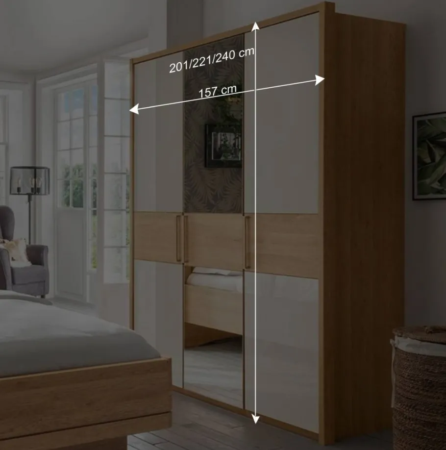 Sale Wohnen 3-türiger Kleiderschrank in Eiche & Beige - Emdsiva