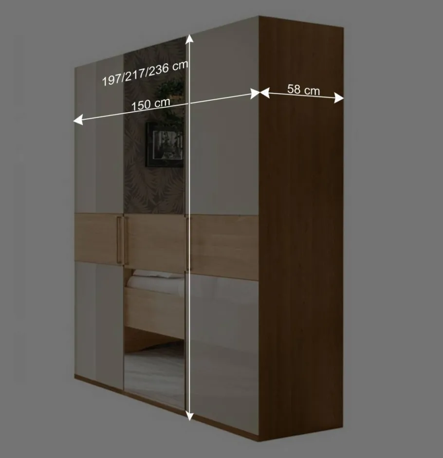 Sale Wohnen 3-türiger Kleiderschrank in Eiche & Beige - Emdsiva