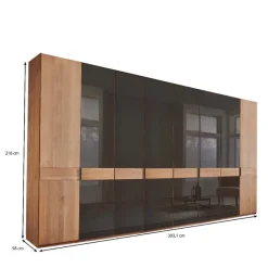 Outlet Wohnen 8-türiger Kleiderschrank mit sechs Glastüren - Hung