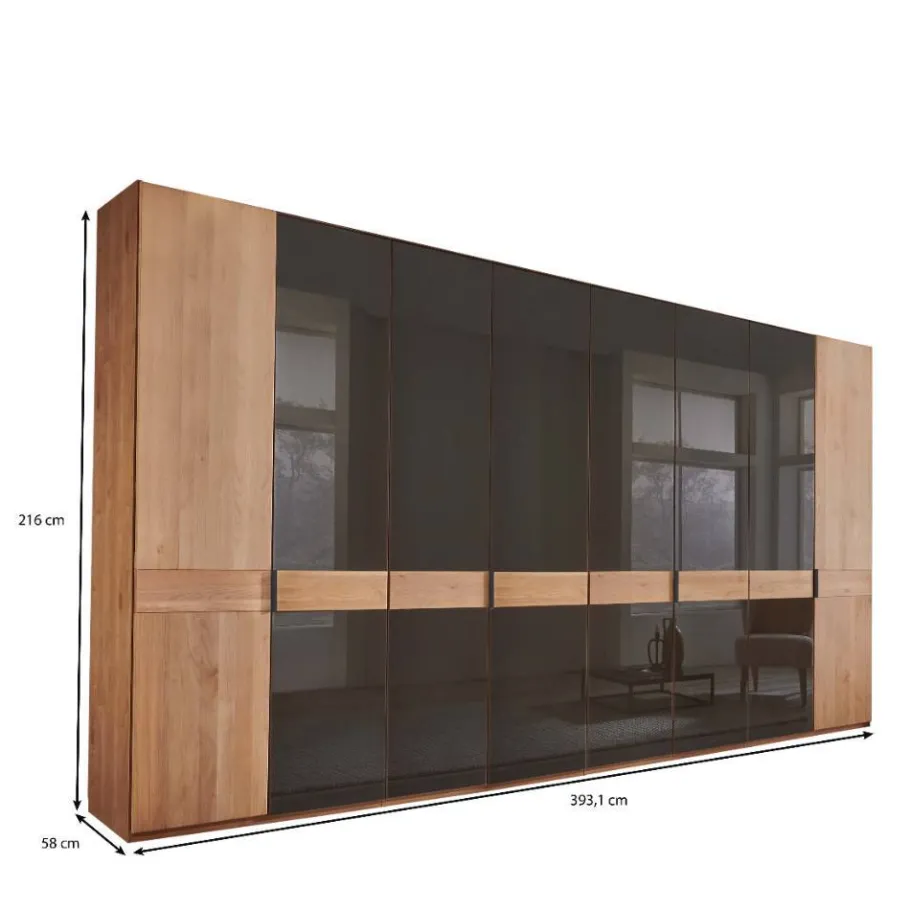 Outlet Wohnen 8-türiger Kleiderschrank mit sechs Glastüren - Hung