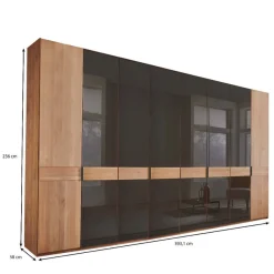 Outlet Wohnen 8-türiger Kleiderschrank mit sechs Glastüren - Hung