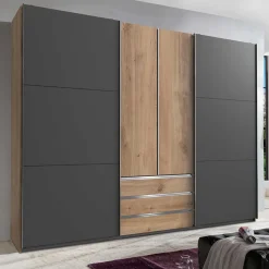 Hot Wohnen 4-türiger Kleiderschrank mit Dreh- & Schiebetüren - Bafata