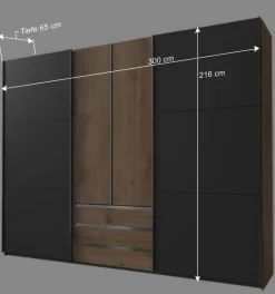 Hot Wohnen 4-türiger Kleiderschrank mit Dreh- & Schiebetüren - Bafata