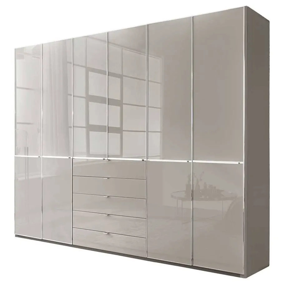 Best Wohnen 6-türiger Kleiderschrank mit fünf Schubladen - Nucina