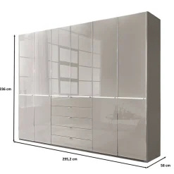 Best Wohnen 6-türiger Kleiderschrank mit fünf Schubladen - Nucina