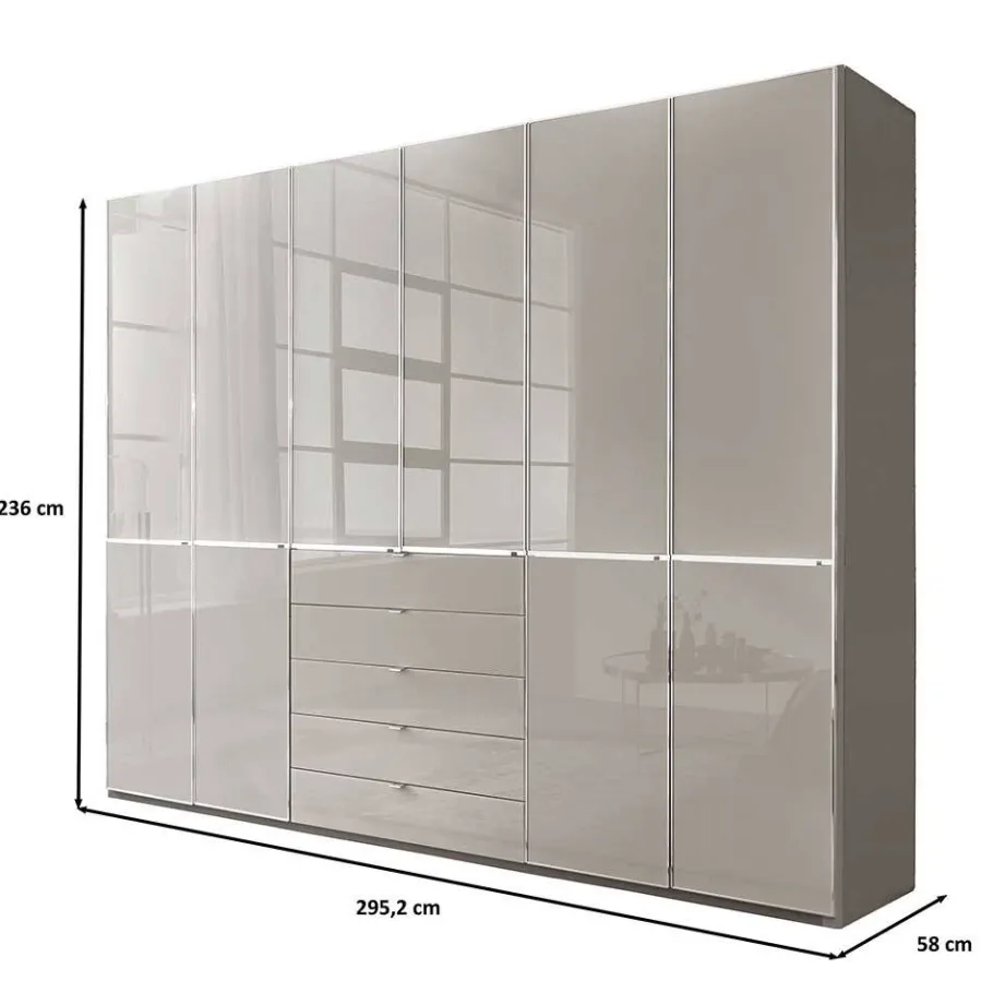 Best Wohnen 6-türiger Kleiderschrank mit fünf Schubladen - Nucina