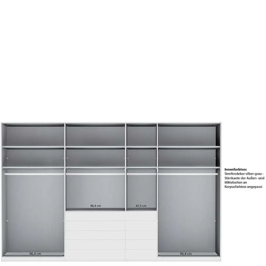 Hot Wohnen 7-türiger Kombi-Kleiderschrank 345 cm breit - Nucina