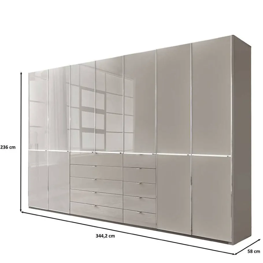 Hot Wohnen 7-türiger Kombi-Kleiderschrank 345 cm breit - Nucina
