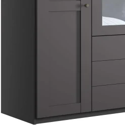 Wohnen 4-türiger Kombi-Schlafzimmerschrank in Dunkelgrau - Mataram