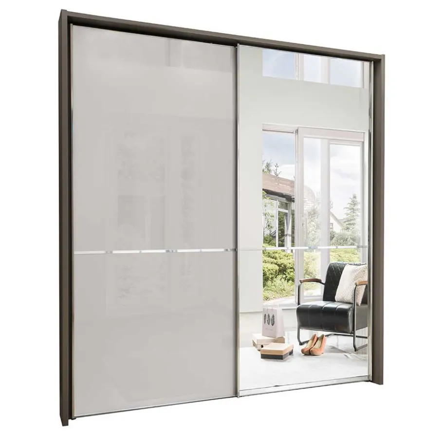 Clearance Wohnen 2-türiger Schiebetürenschrank mit 1 Spiegeltür - Cosima
