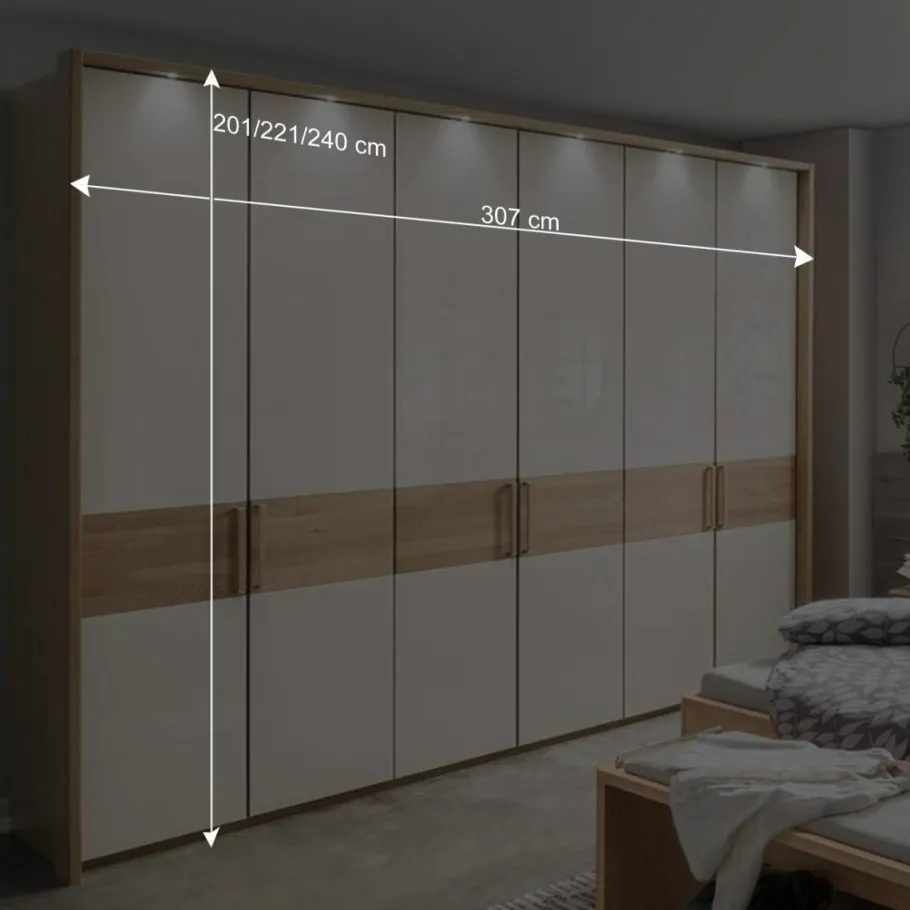 Sale Wohnen 6-türiger Schlafraum Kleiderschrank in Glas Beige - Emdsiva I