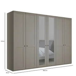 Online Wohnen 6-türiger Schlafzimmer Kleiderschrank in Hellgrau - Ridonna