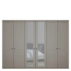 Online Wohnen 6-türiger Schlafzimmer Kleiderschrank in Hellgrau - Ridonna