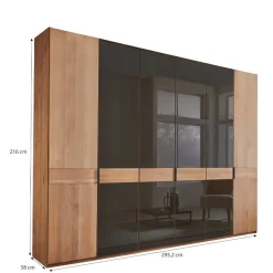 Outlet Wohnen 6-türiger Schlafzimmerschrank mit Glas - Hung