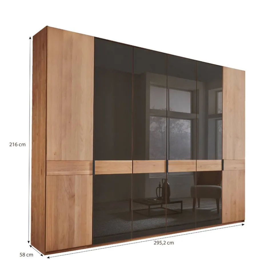 Outlet Wohnen 6-türiger Schlafzimmerschrank mit Glas - Hung