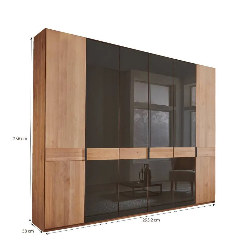 Outlet Wohnen 6-türiger Schlafzimmerschrank mit Glas - Hung