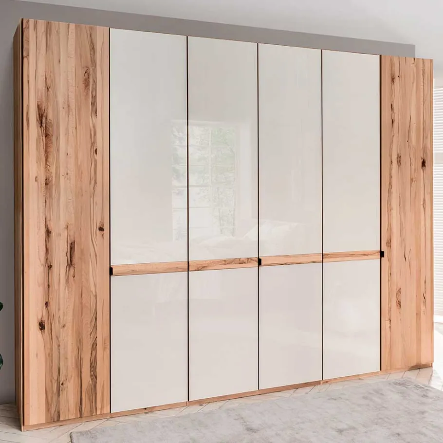 Clearance Wohnen 6-türiger Schlafzimmerschrank in Kernbuche & Beige - Krofun