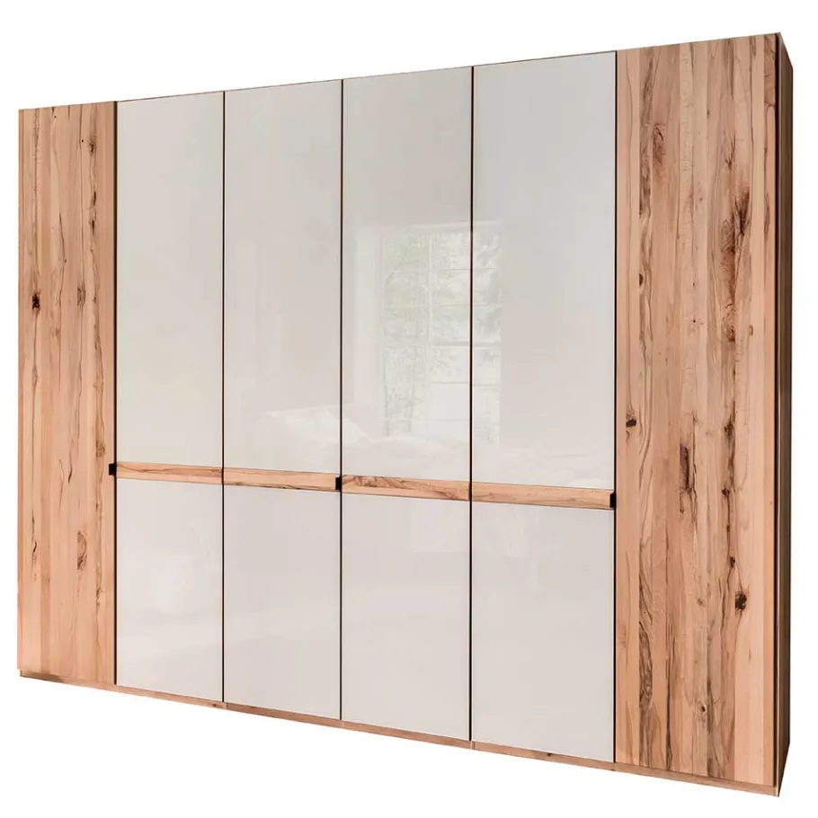 Clearance Wohnen 6-türiger Schlafzimmerschrank in Kernbuche & Beige - Krofun