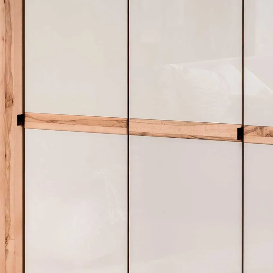 Clearance Wohnen 6-türiger Schlafzimmerschrank in Kernbuche & Beige - Krofun