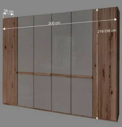 Clearance Wohnen 6-türiger Schlafzimmerschrank in Kernbuche & Beige - Krofun
