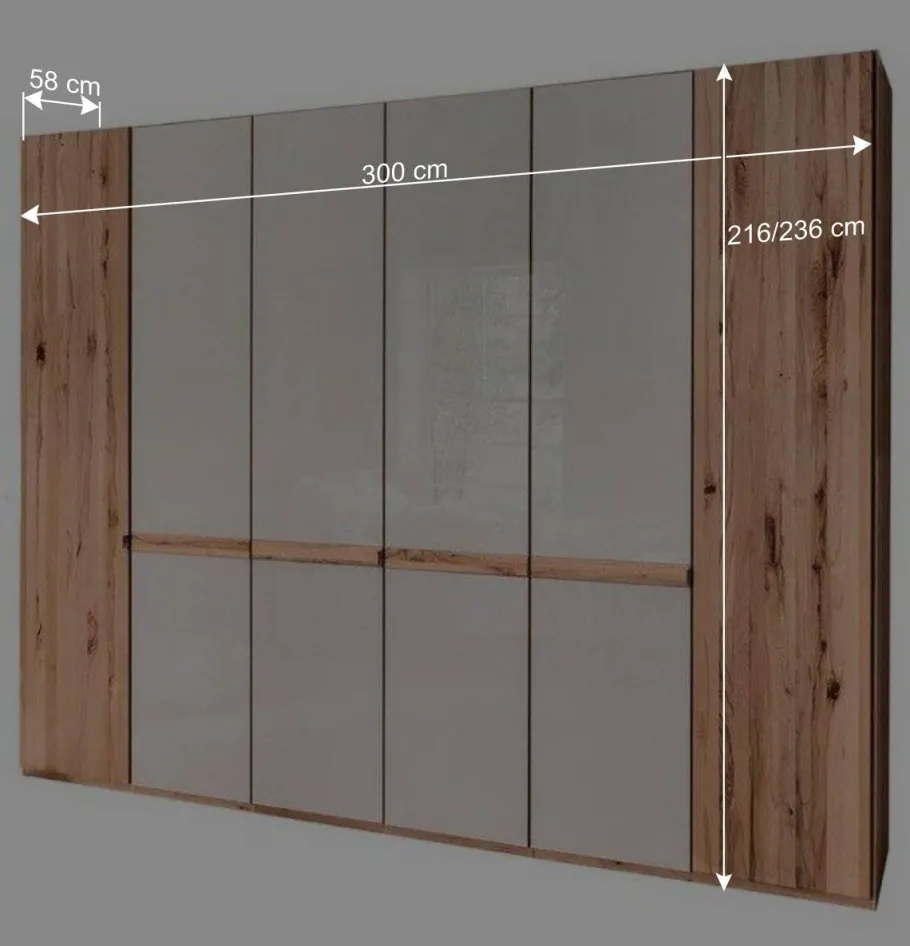 Clearance Wohnen 6-türiger Schlafzimmerschrank in Kernbuche & Beige - Krofun