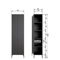 Best Wohnen 2-türiger Schrank in Eiche & Schwarz - Banyo