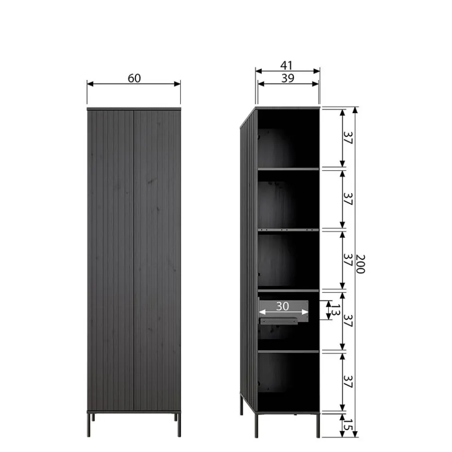 Best Wohnen 2-türiger Schrank in Eiche & Schwarz - Banyo