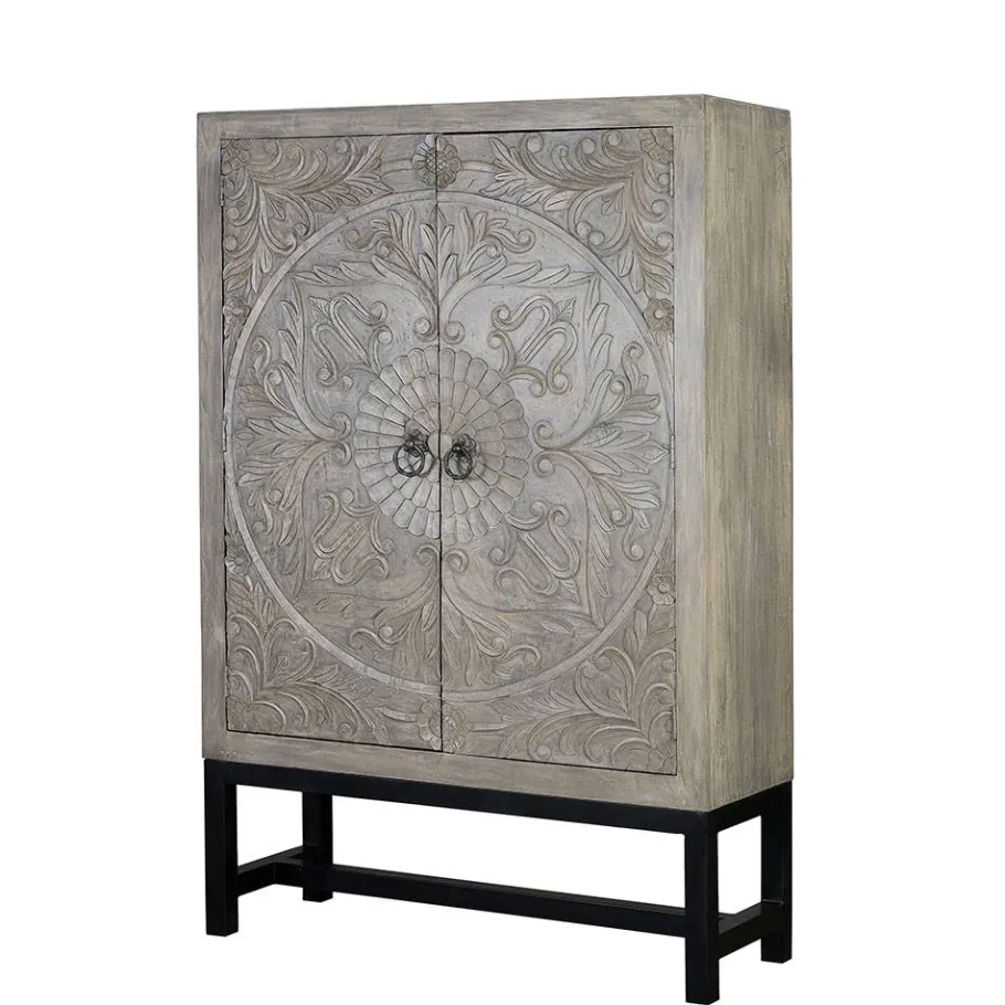 Wohnen 2-türiger Schrank in Grey Wash Holz - Liberatos