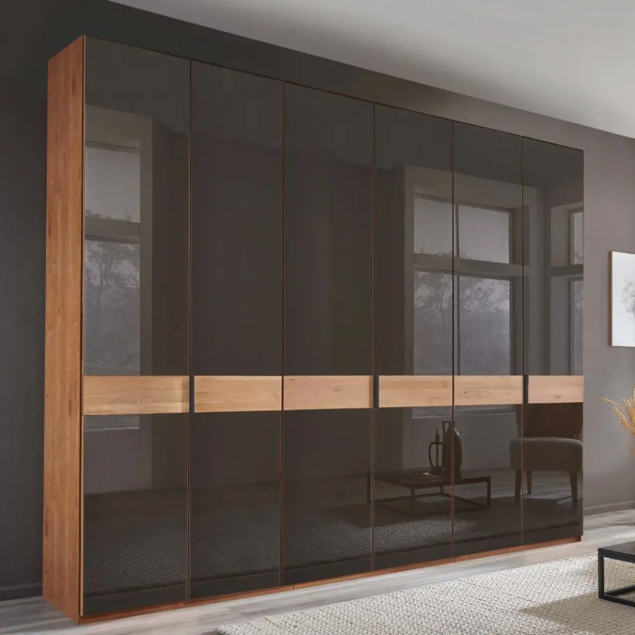 Outlet Wohnen 6-türiger Schrank mit Glas Dunkelbraun - Hung