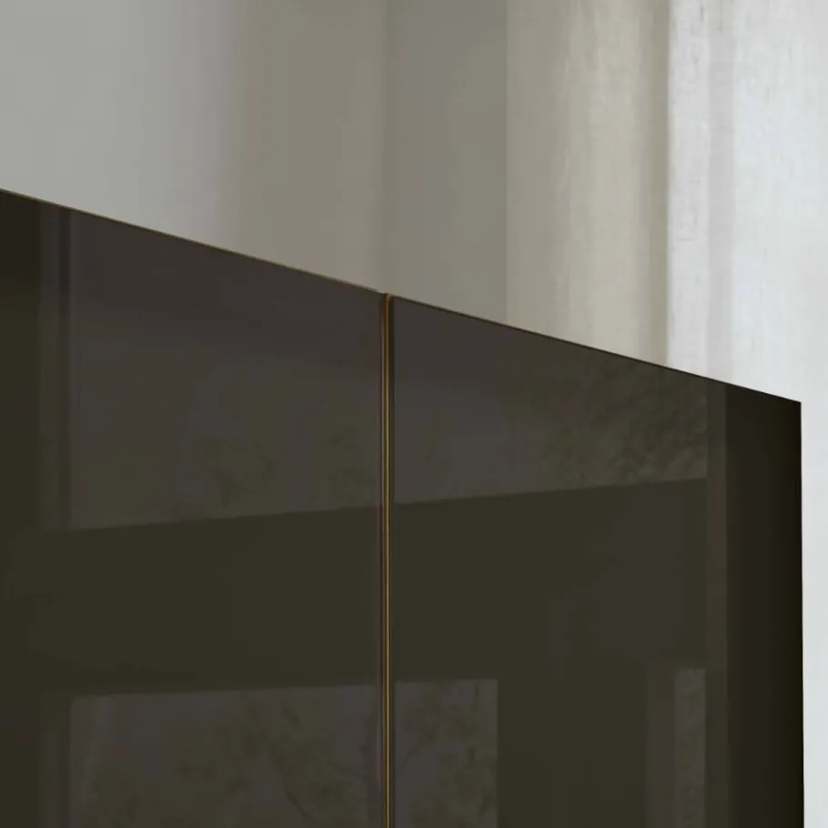 Outlet Wohnen 6-türiger Schrank mit Glas Dunkelbraun - Hung