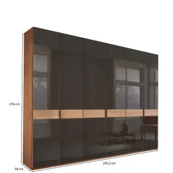 Outlet Wohnen 6-türiger Schrank mit Glas Dunkelbraun - Hung