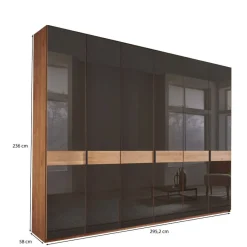 Outlet Wohnen 6-türiger Schrank mit Glas Dunkelbraun - Hung
