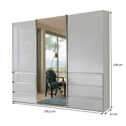 Sale Wohnen 3-türiger Schwebetürenschrank in Weiß mit Spiegel - Amelie